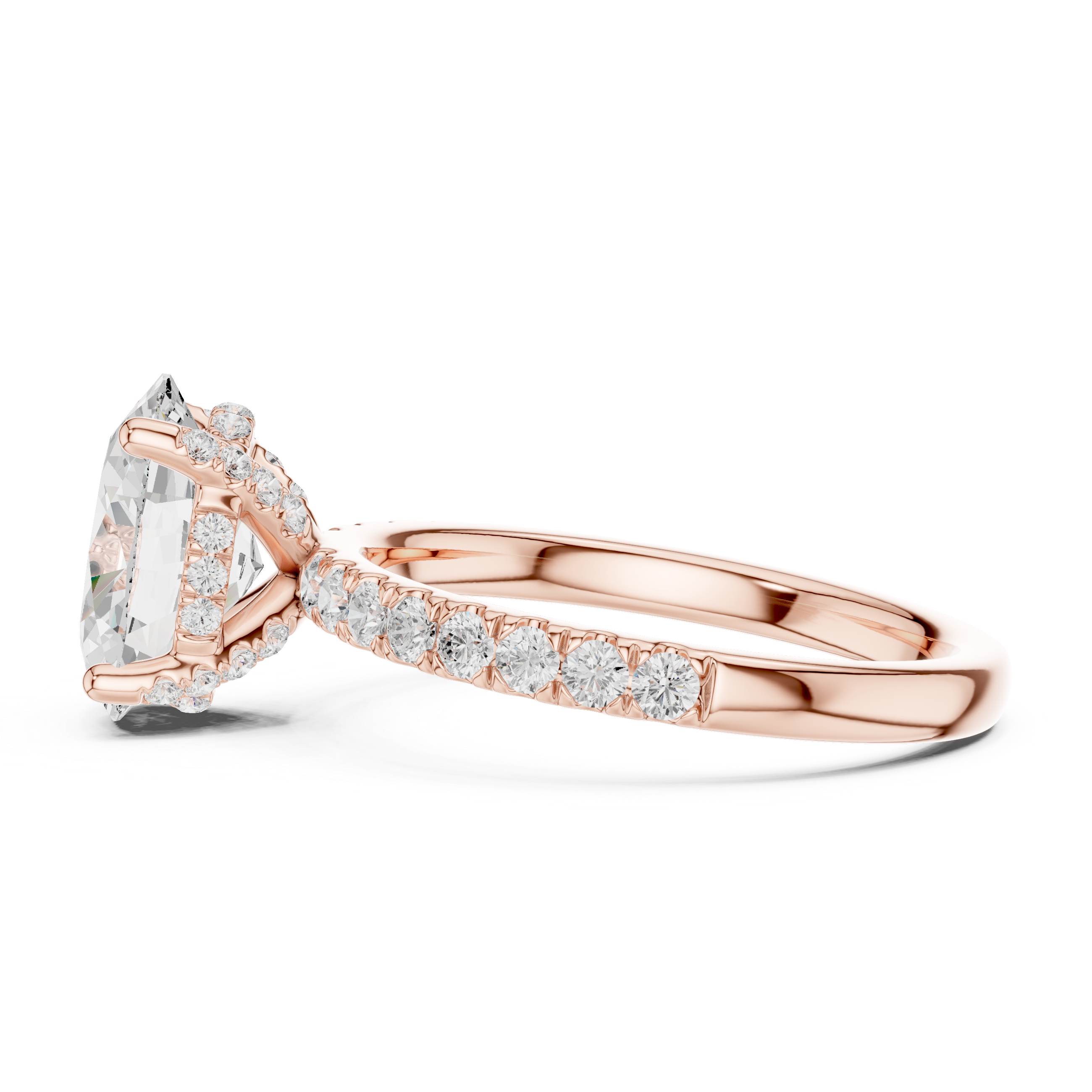 Oval Cut Hidden Halo Pavé Engagement Ring