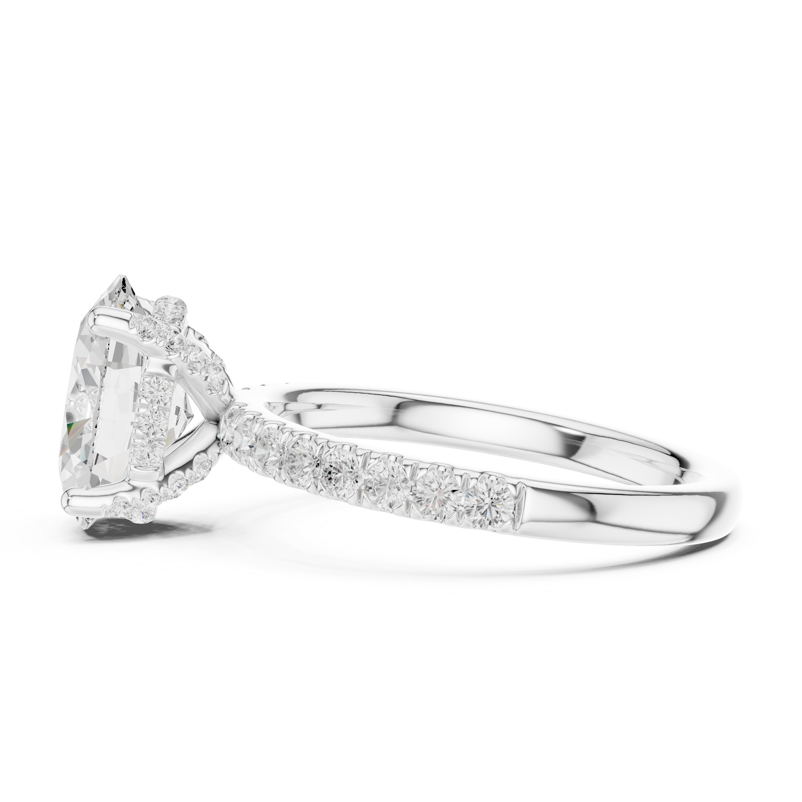 Oval Cut Hidden Halo Pavé Engagement Ring