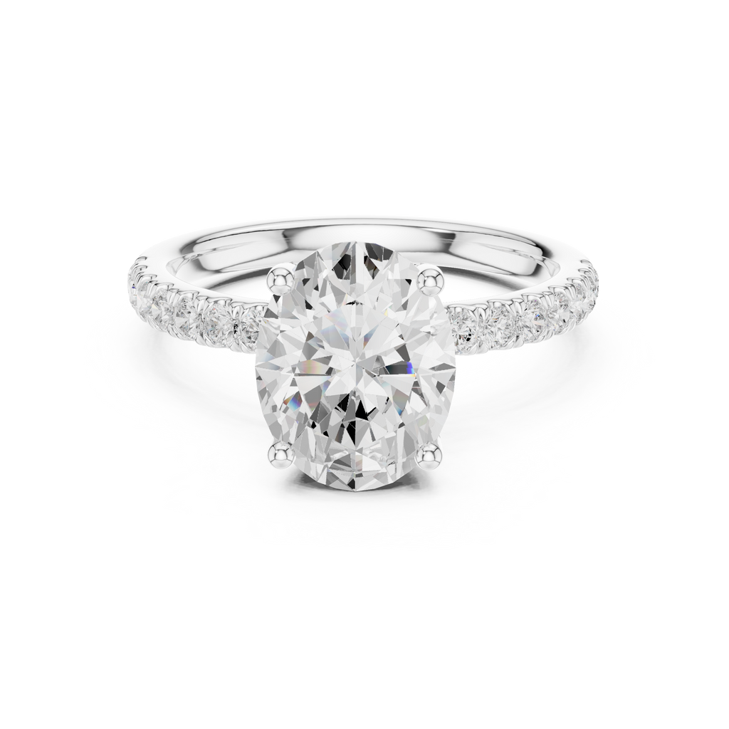 Oval Cut Hidden Halo Pavé Engagement Ring