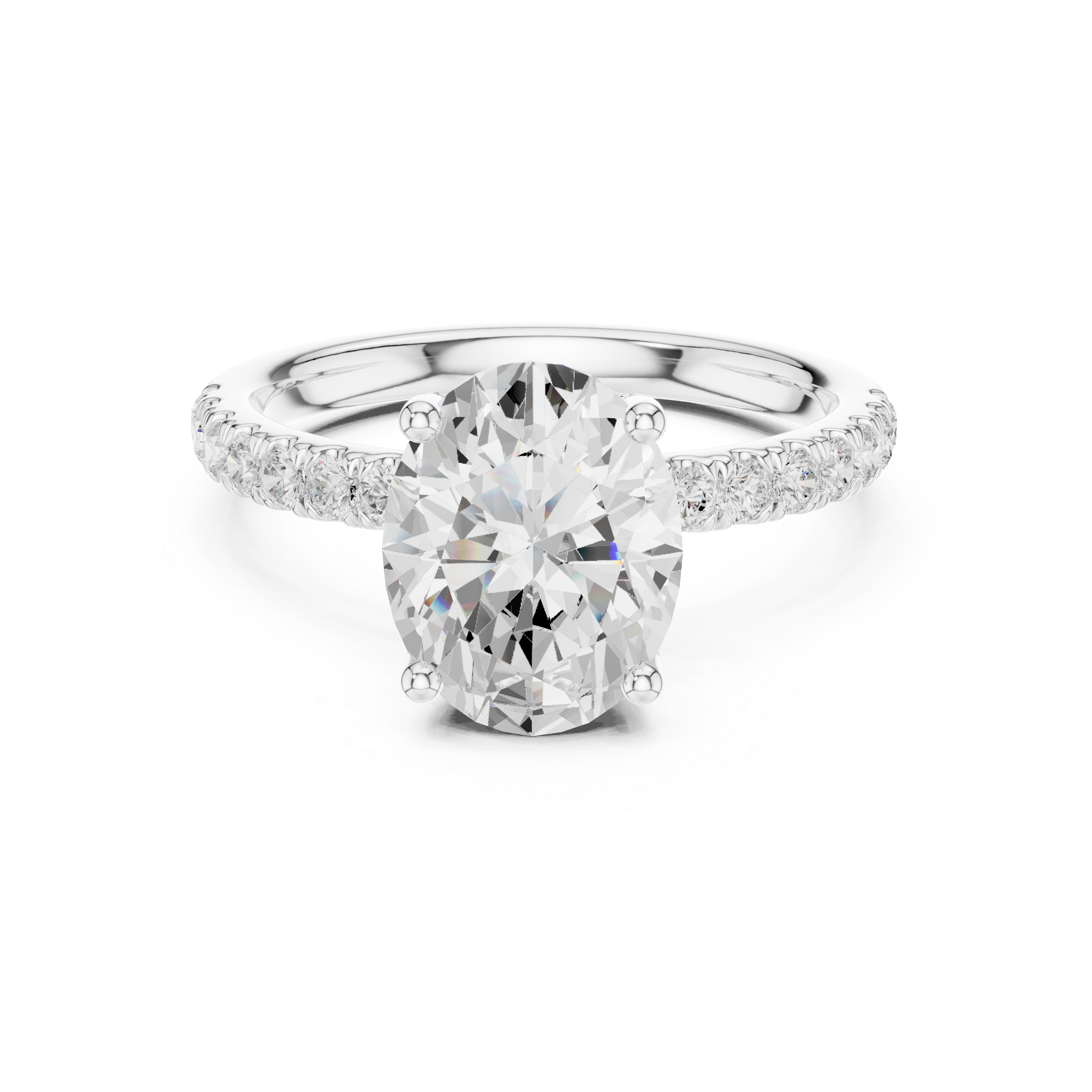 Oval Cut Hidden Halo Pavé Engagement Ring