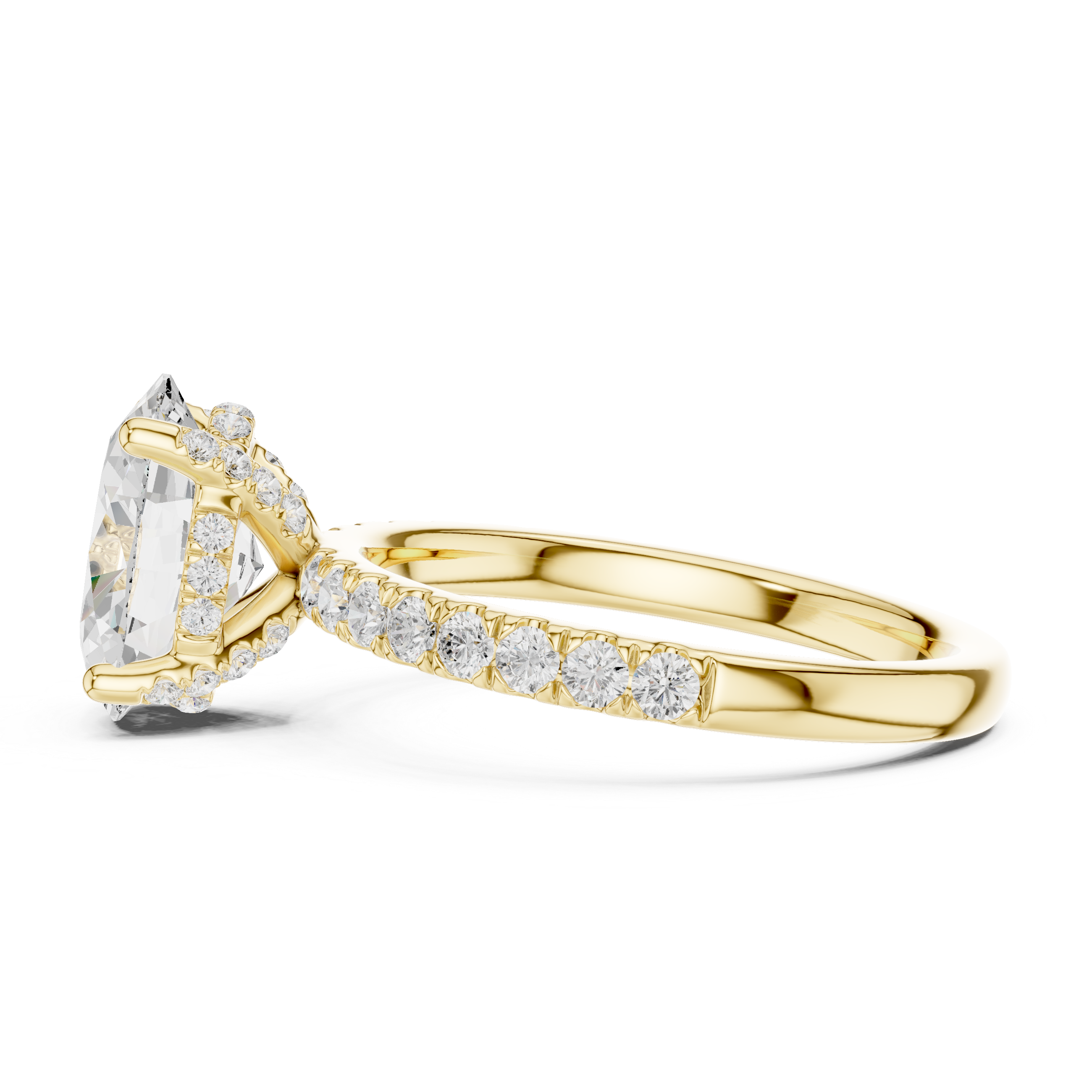 Oval Cut Hidden Halo Pavé Engagement Ring