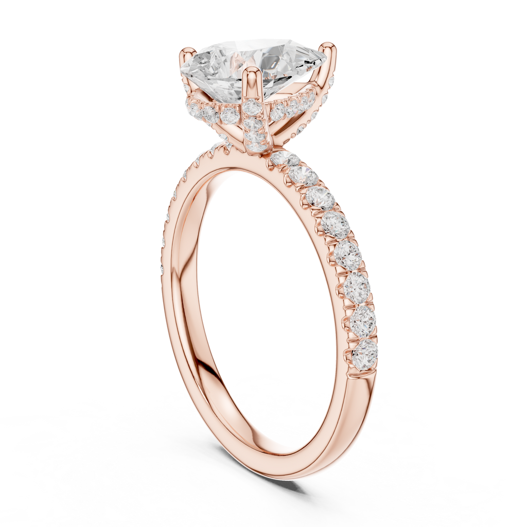 Pear Cut Hidden Halo Pavé Engagement Ring