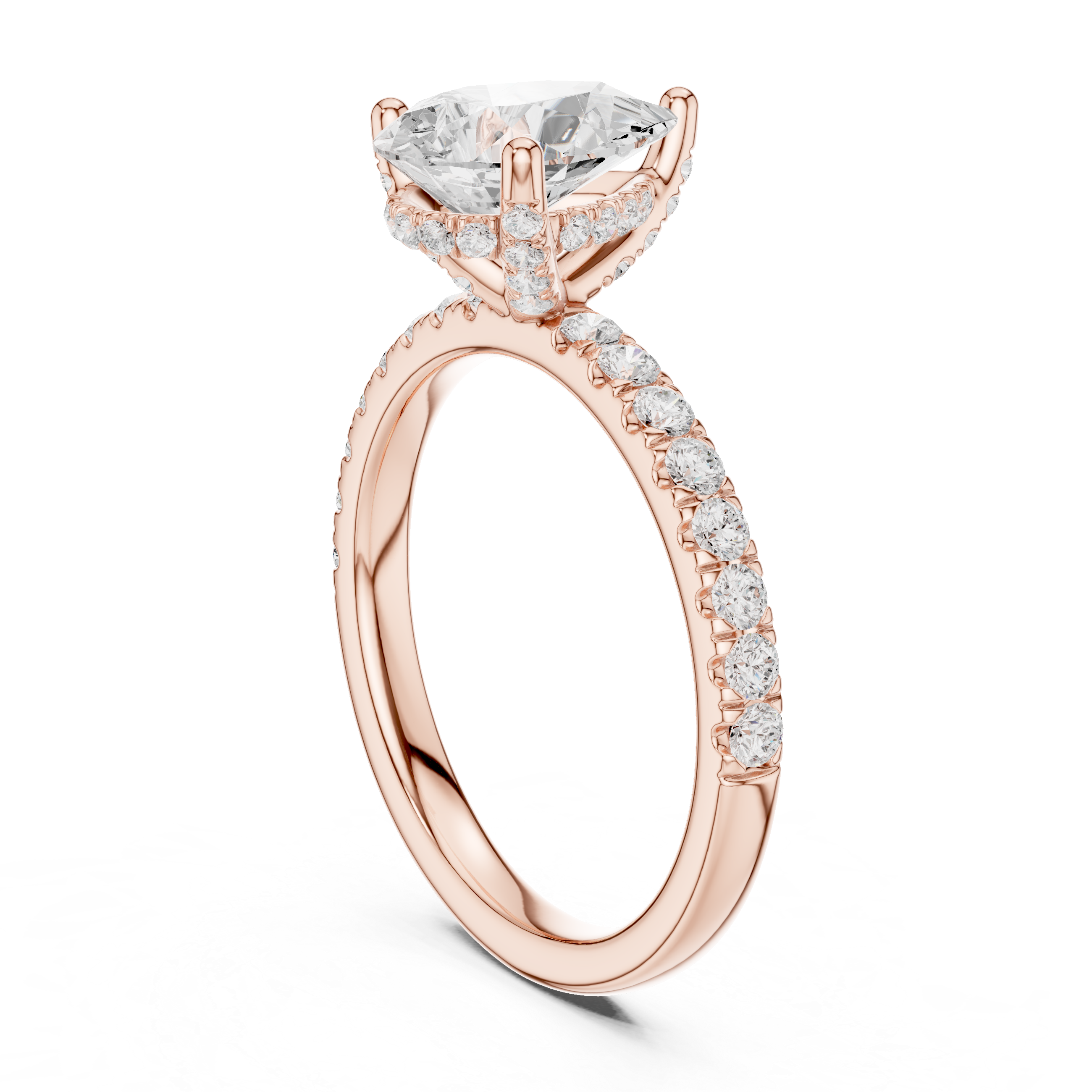 Pear Cut Hidden Halo Pavé Engagement Ring