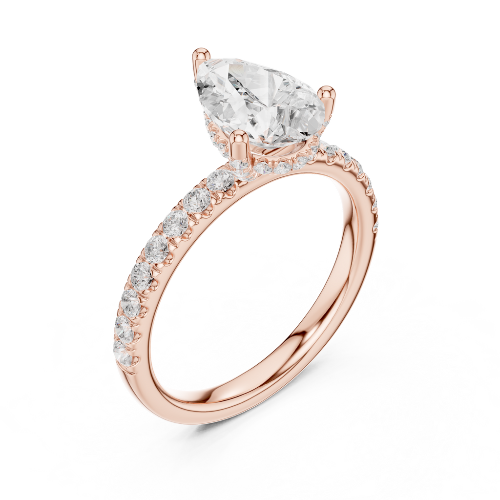 Pear Cut Hidden Halo Pavé Engagement Ring