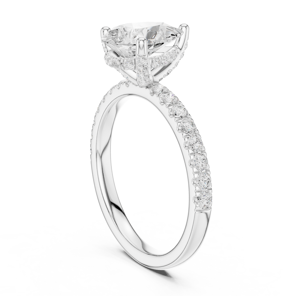 Pear Cut Hidden Halo Pavé Engagement Ring