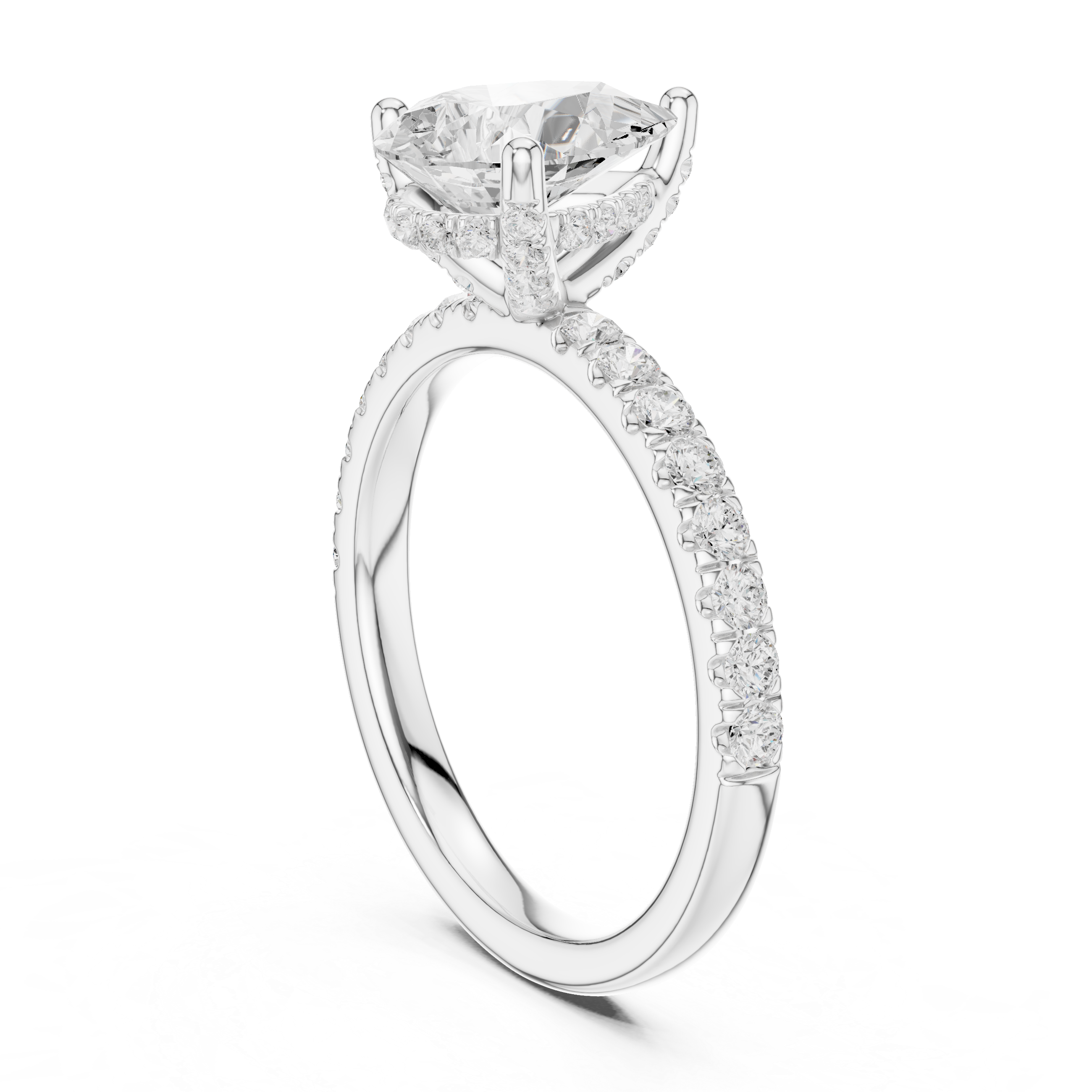 Pear Cut Hidden Halo Pavé Engagement Ring