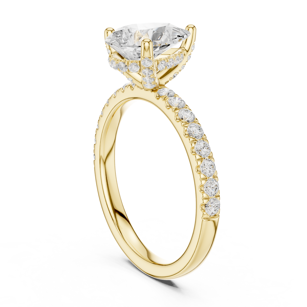 Pear Cut Hidden Halo Pavé Engagement Ring