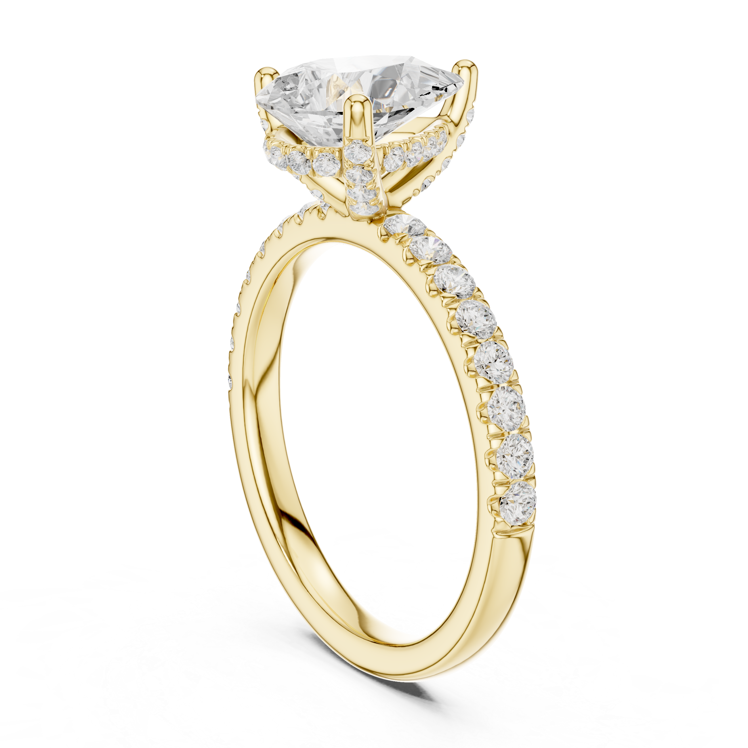 Pear Cut Hidden Halo Pavé Engagement Ring