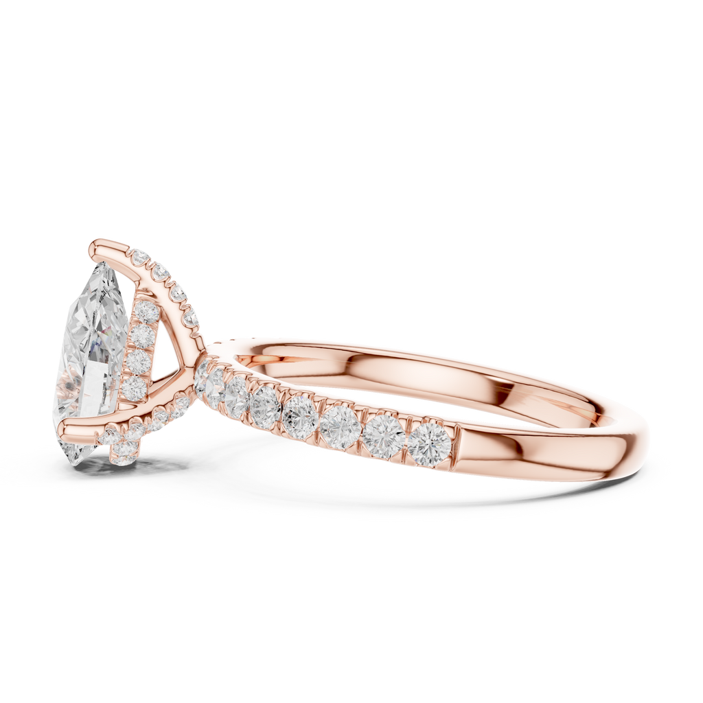 Pear Cut Hidden Halo Pavé Engagement Ring
