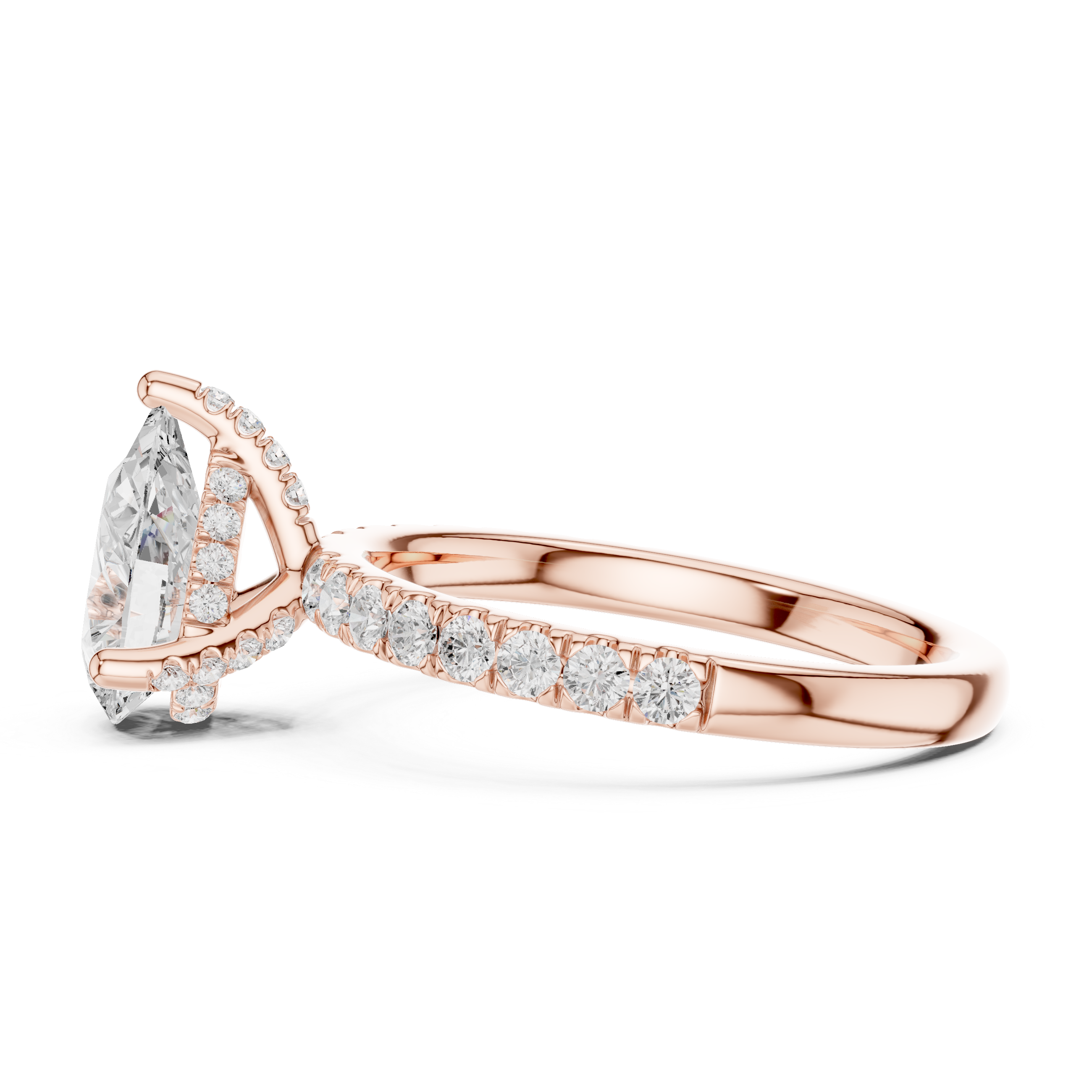 Pear Cut Hidden Halo Pavé Engagement Ring