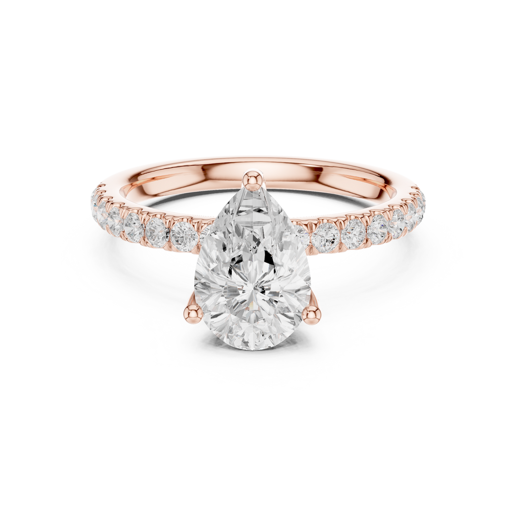 Pear Cut Hidden Halo Pavé Engagement Ring