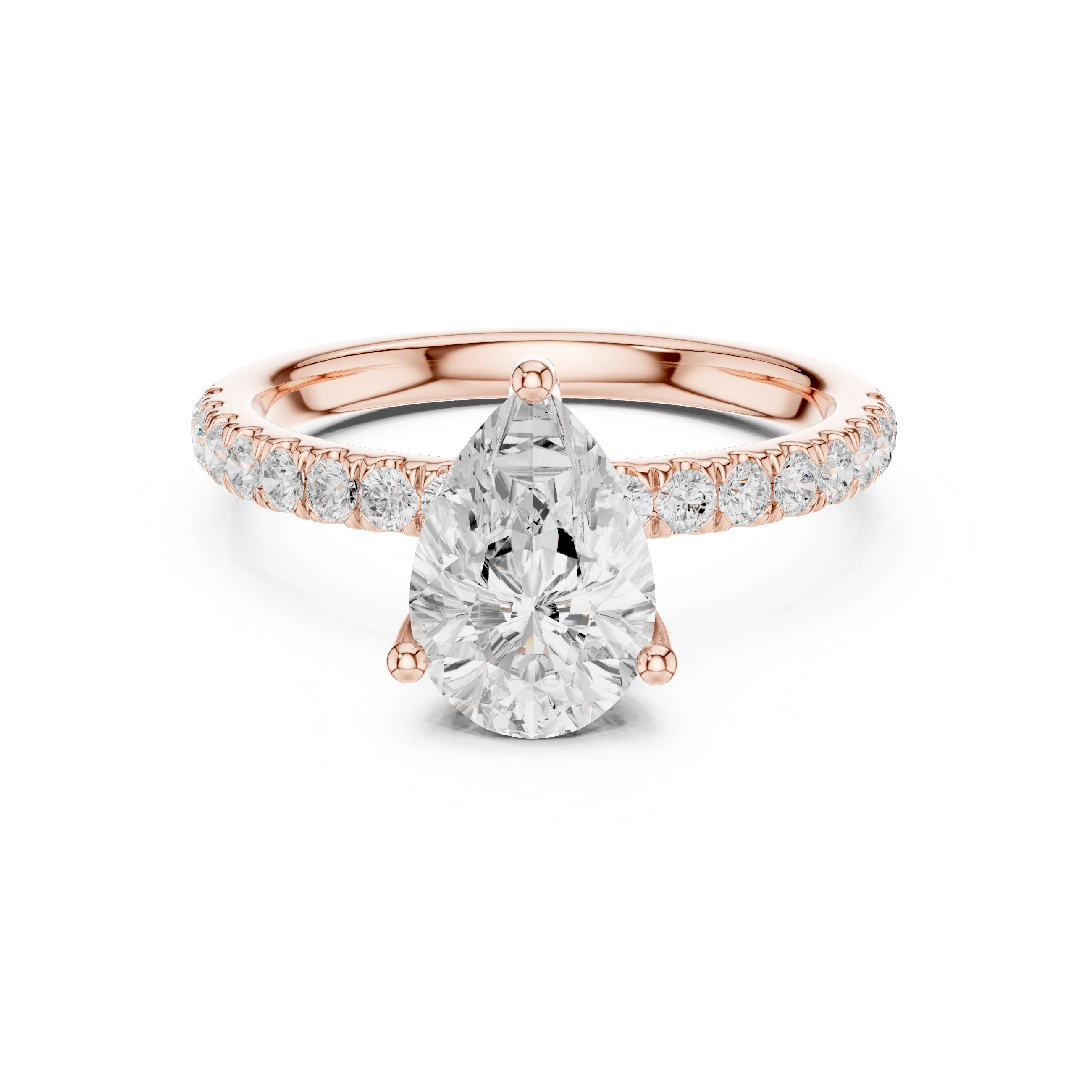 Pear Cut Hidden Halo Pavé Engagement Ring