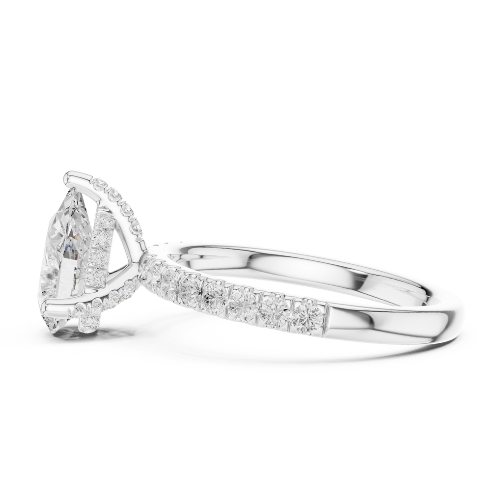 Pear Cut Hidden Halo Pavé Engagement Ring
