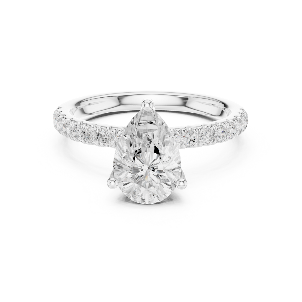 Pear Cut Hidden Halo Pavé Engagement Ring