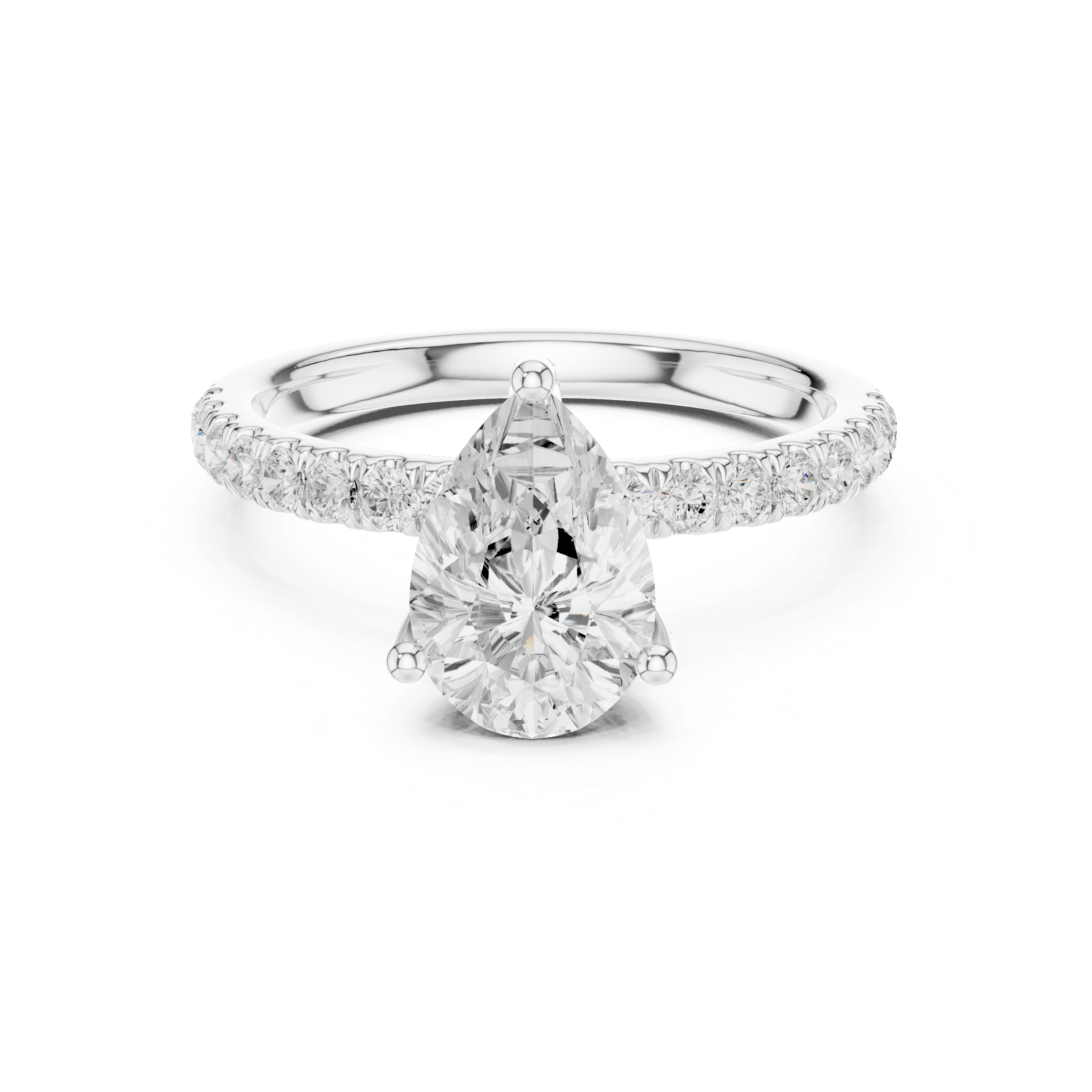 Pear Cut Hidden Halo Pavé Engagement Ring