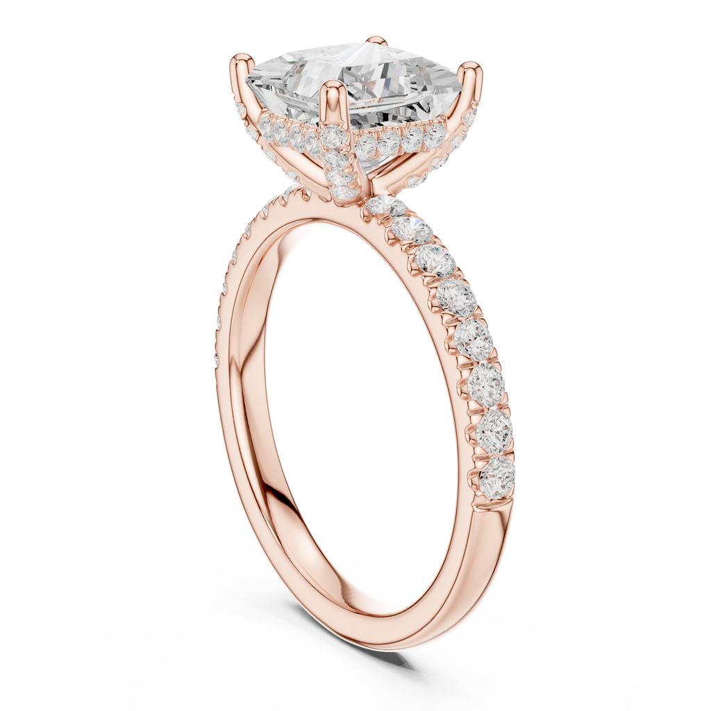 Princess Cut Hidden Halo Pavé Engagement Ring