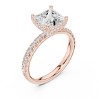 Princess Cut Hidden Halo Pavé Engagement Ring