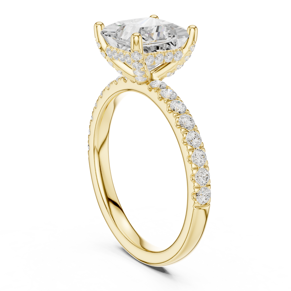 Princess Cut Hidden Halo Pavé Engagement Ring