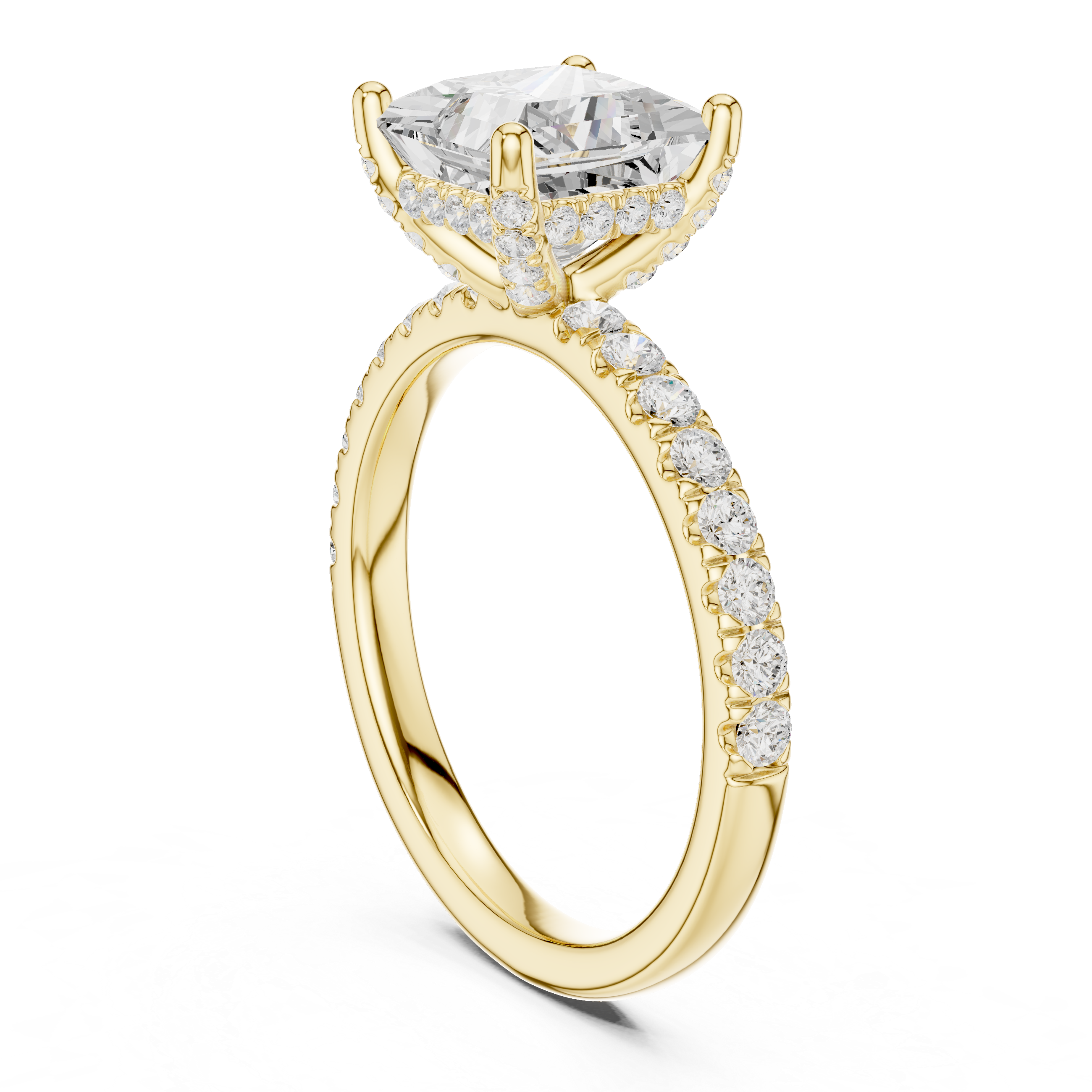 Princess Cut Hidden Halo Pavé Engagement Ring