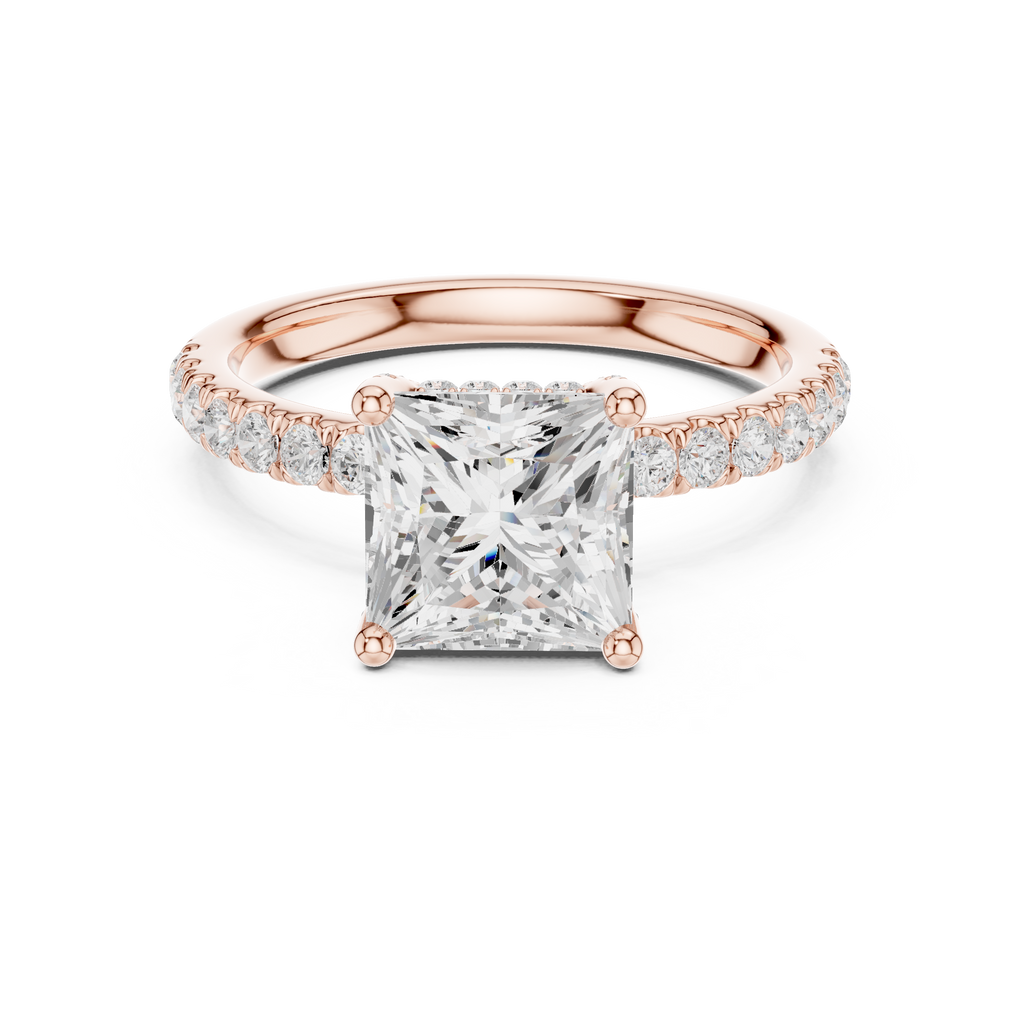 Princess Cut Hidden Halo Pavé Engagement Ring
