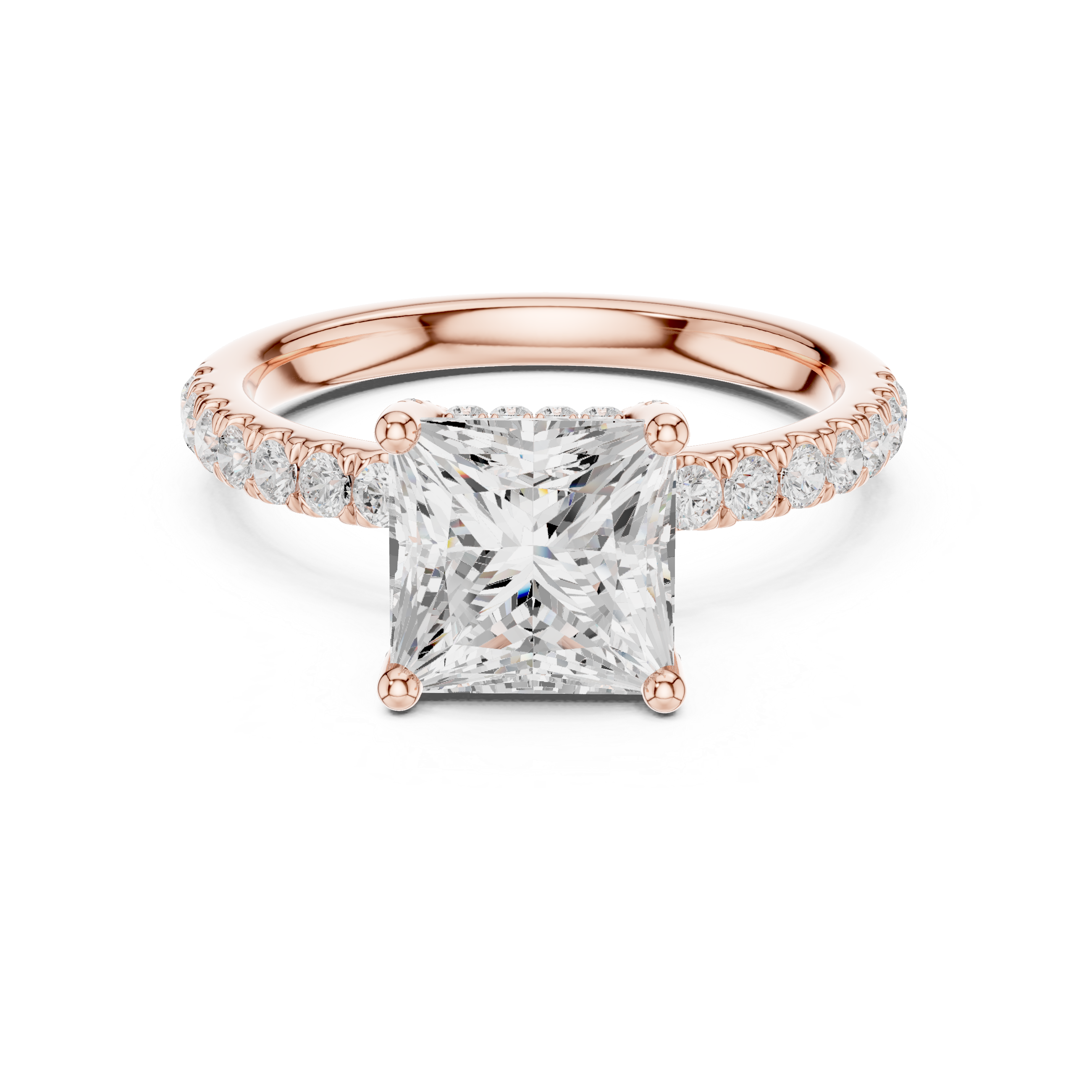 Princess Cut Hidden Halo Pavé Engagement Ring
