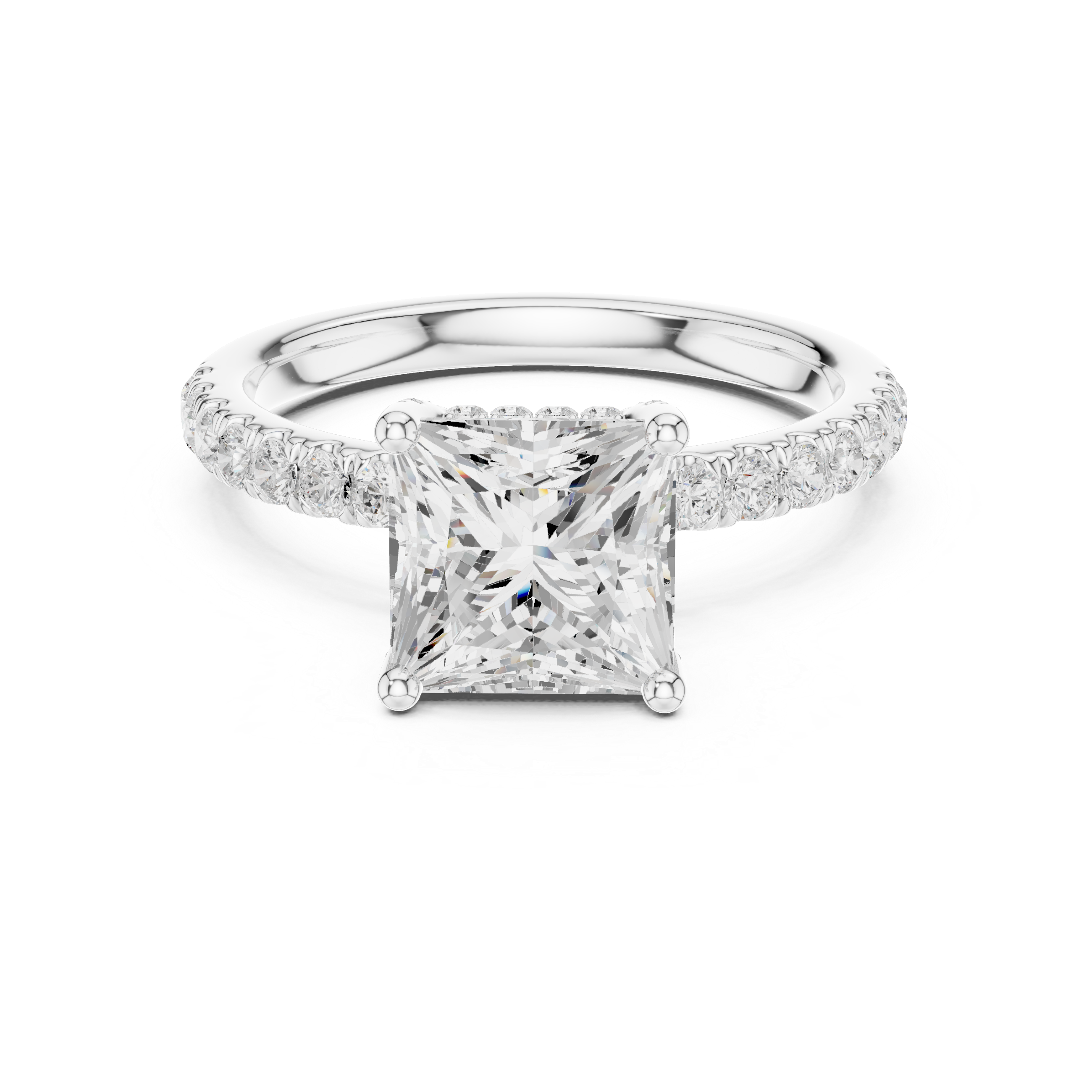 Princess Cut Hidden Halo Pavé Engagement Ring