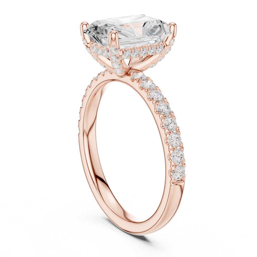Radiant Cut Hidden Halo Pavé Engagement Ring