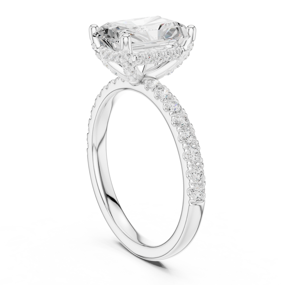 Radiant Cut Hidden Halo Pavé Engagement Ring