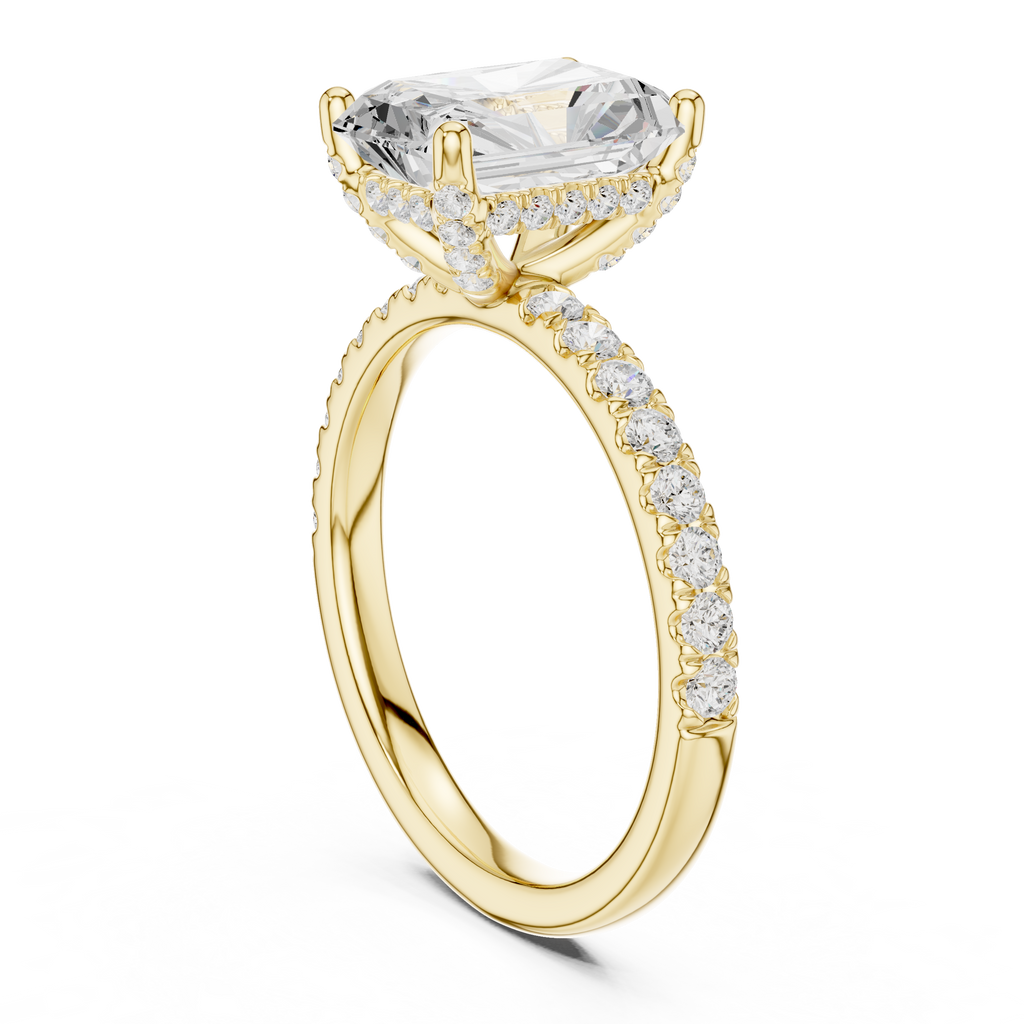 Radiant Cut Hidden Halo Pavé Engagement Ring