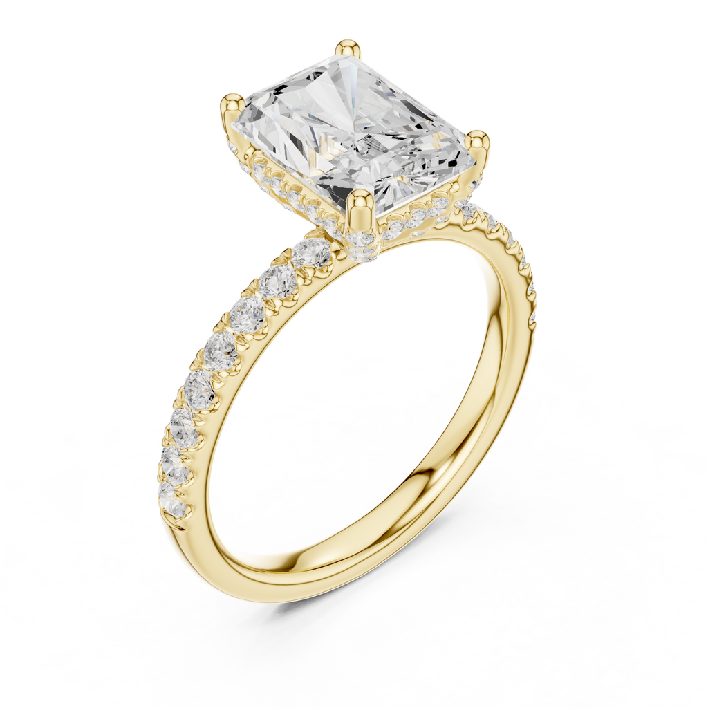 Radiant Cut Hidden Halo Pavé Engagement Ring