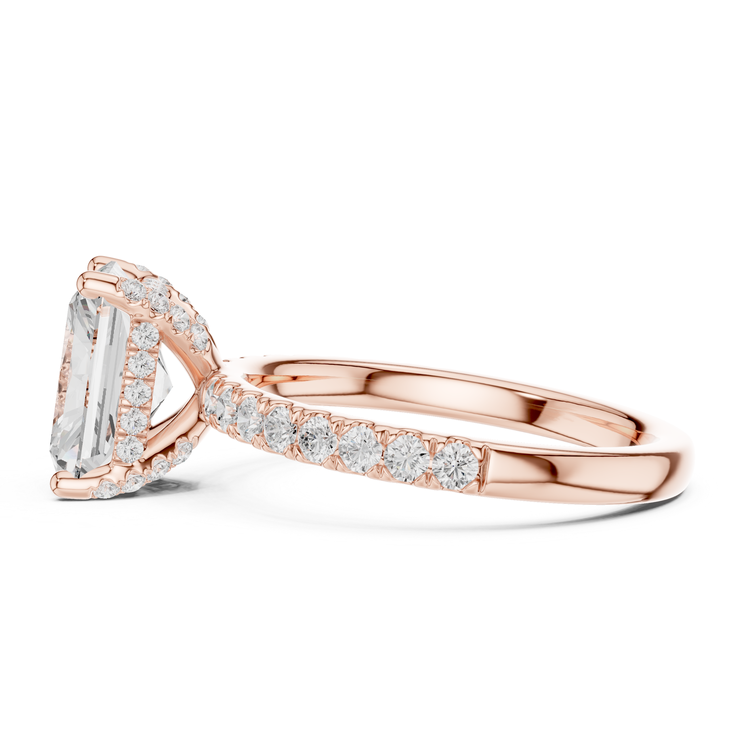 Radiant Cut Hidden Halo Pavé Engagement Ring