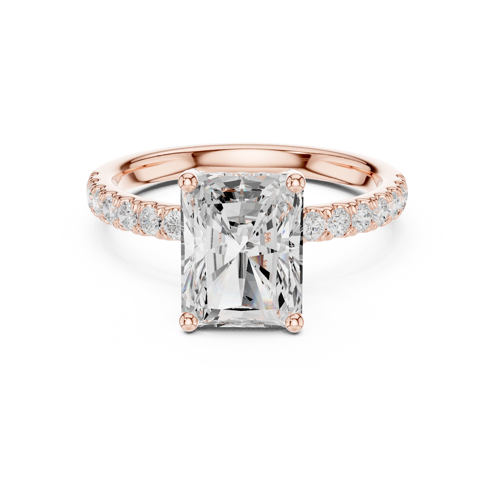 Radiant Cut Hidden Halo Pavé Engagement Ring