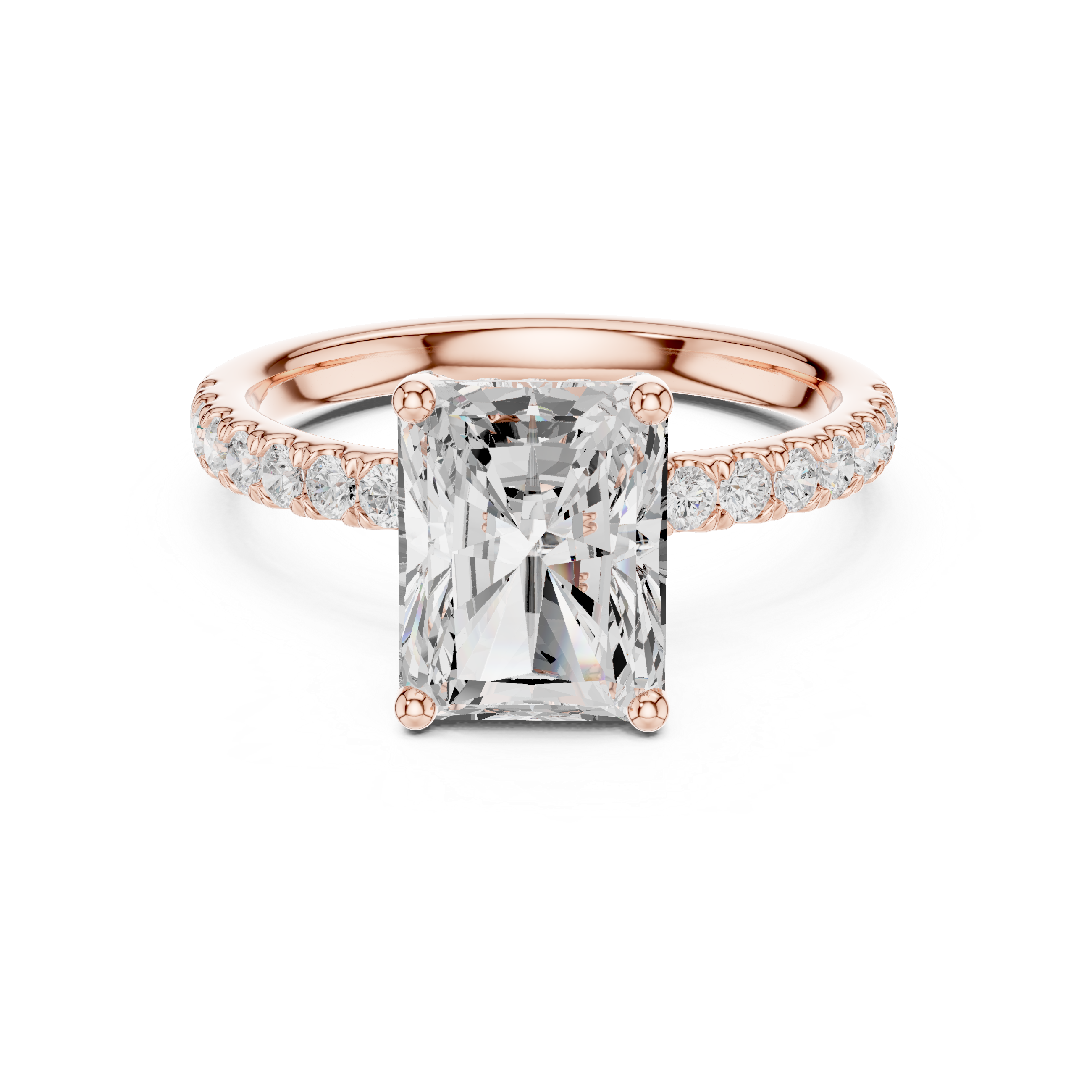 Radiant Cut Hidden Halo Pavé Engagement Ring