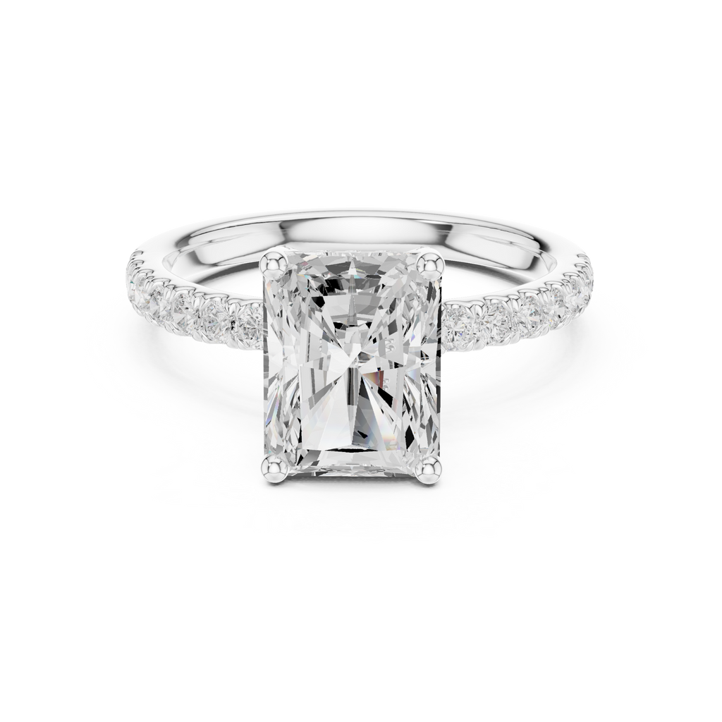 Radiant Cut Hidden Halo Pavé Engagement Ring