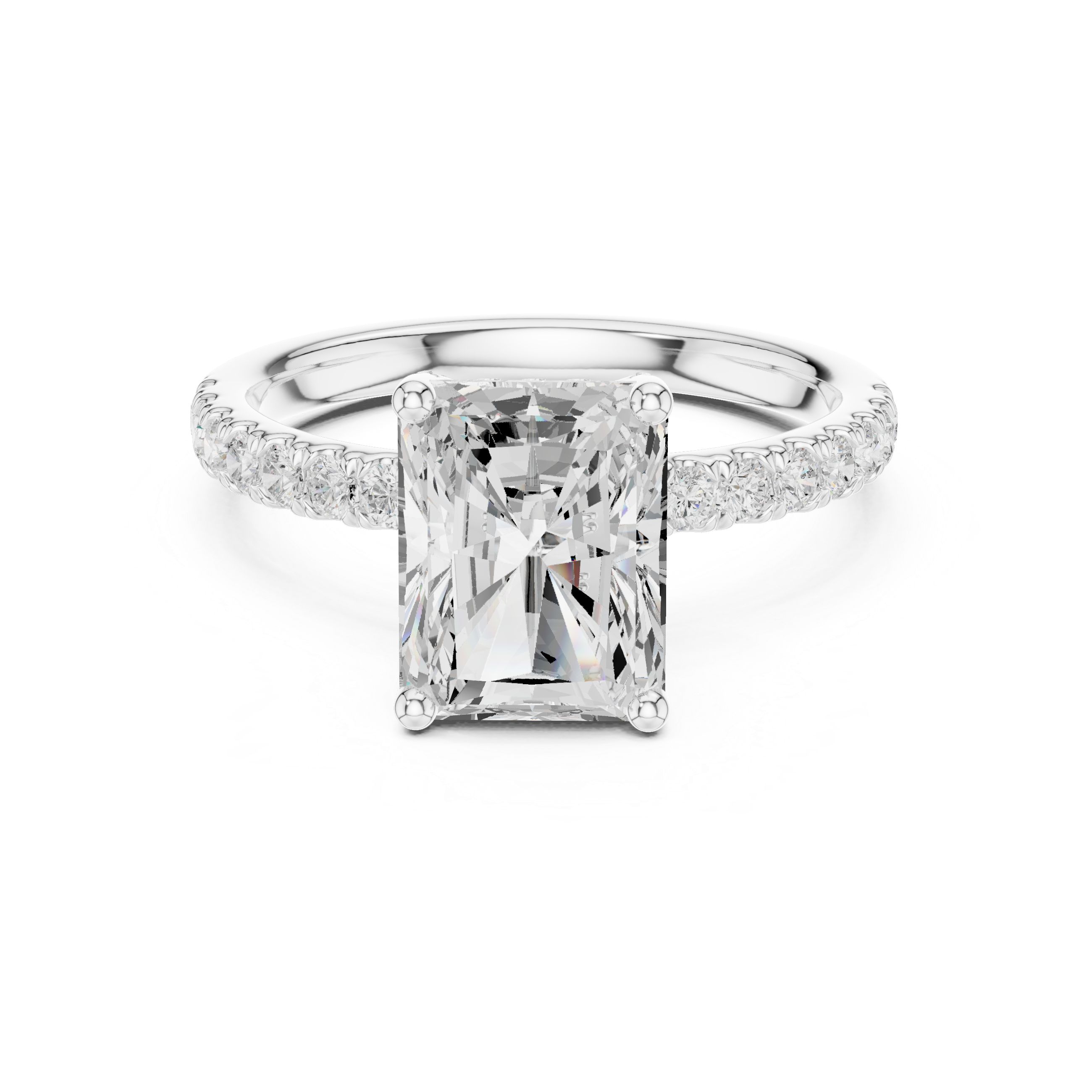 Radiant Cut Hidden Halo Pavé Engagement Ring