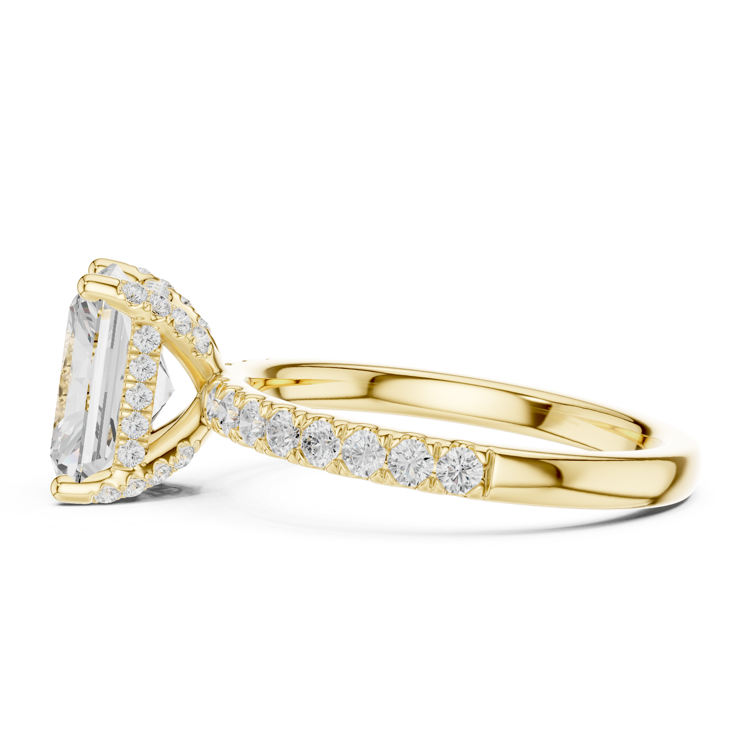 Radiant Cut Hidden Halo Pavé Engagement Ring