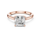 Asscher Cut Hidden Halo Diamond Engagement Ring with Pavé Bridge