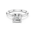 Asscher Cut Hidden Halo Diamond Engagement Ring with Pavé Bridge