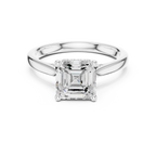 Asscher Cut Hidden Halo Diamond Engagement Ring with Pavé Bridge