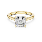 Asscher Cut Hidden Halo Diamond Engagement Ring with Pavé Bridge