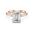 Emerald Cut Hidden Halo Diamond Engagement Ring with Pavé Bridge