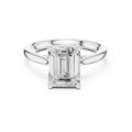 Emerald Cut Hidden Halo Diamond Engagement Ring with Pavé Bridge
