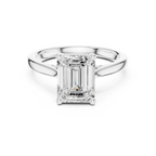 Emerald Cut Hidden Halo Diamond Engagement Ring with Pavé Bridge