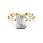 Emerald Cut Hidden Halo Diamond Engagement Ring with Pavé Bridge