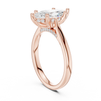Marquise Cut Hidden Halo Diamond Engagement Ring with Pavé Bridge