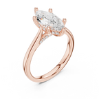 Marquise Cut Hidden Halo Diamond Engagement Ring with Pavé Bridge