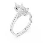 Marquise Cut Hidden Halo Diamond Engagement Ring with Pavé Bridge
