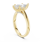 Marquise Cut Hidden Halo Diamond Engagement Ring with Pavé Bridge