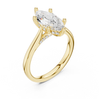 Marquise Cut Hidden Halo Diamond Engagement Ring with Pavé Bridge