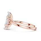 Marquise Cut Hidden Halo Diamond Engagement Ring with Pavé Bridge